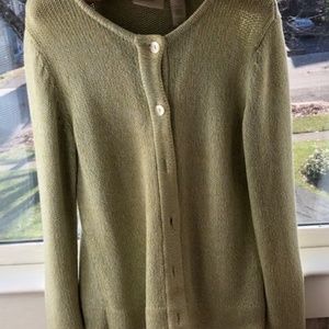 Green n White Cotton Liz Claiborne sweater, size M (with measurements)